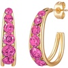 image:imageAustrian Crystal Chunky Half Hoop Dangle Earrings for Women  14K gold plated brassround austrian crystalchunky hoop earringsbutterfly claspgift boxRose Pink