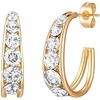image:imageAustrian Crystal Chunky Half Hoop Dangle Earrings for Women  14K gold plated brassround austrian crystalchunky hoop earringsbutterfly claspgift boxWhite