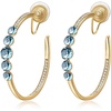 image:imageAustrian Crystal Clip On Hoop Earrings for Women  14K gold plated brassround crystalnonpierced cliponsoft silicone padsgift boxAquamarine