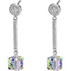 image:imageAustrian Crystal Cube Dangle Drop Earrings for Women  925 Sterling Silver Posttassel chian14K white gold plated brassgift boxAurora Borealis