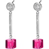 image:imageAustrian Crystal Cube Dangle Drop Earrings for Women  925 Sterling Silver Posttassel chian14K white gold plated brassgift boxFuchsia
