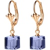 image:imageAustrian Crystal Cube Drop Earrings for Women Leverback Dangle Earrings 14K Gold Plated Hypoallergenic JewelryTanzanite