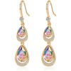 image:imageAustrian Crystal Double Teardrop Dangle Hook Earrings for Women  14K gold plated brasstwinkle teardrop crystalsgift boxdrop earringsAurora Borealis