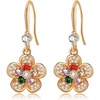 image:imageAustrian Crystal Flower Dangle Drop Earrings for Women 14K Gold Plated Hypoallergenic JewelryColorful Main Crystal
