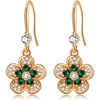 image:imageAustrian Crystal Flower Dangle Drop Earrings for Women 14K Gold Plated Hypoallergenic JewelryGreen Main Crystal