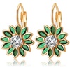 image:imageAustrian Crystal Flower Drop Leverback Earrings for Women Fashion 14K Gold Plated Hypoallergenic JewelryGreen Main Crystal