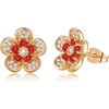 image:imageAustrian Crystal Flower Stud Earrings for Women 925 Sterling Silver Hypoallergenic Fashion JewelryRed Main Crystal