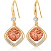 image:imageAustrian Crystal Halo Cushion Cut Square Drop Dangle Earrings for Women 14K Gold Plated Hypoallergenic Jewelry GiftsRose Pink