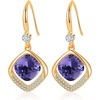 image:imageAustrian Crystal Halo Cushion Cut Square Drop Dangle Earrings for Women 14K Gold Plated Hypoallergenic Jewelry GiftsTanzanite