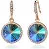image:imageAustrian Crystal Halo Round Drop Dangle Earrings for Women 14K Gold Plated Hypoallergenic JewelryAurora Green