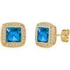 image:imageAustrian Crystal Halo Square Birthstone Stud Earrings for Women  14K gold plated brasssquare austrian crystalSparkle halo CZ gift boxbutterfly claspSapphire
