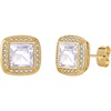 image:imageAustrian Crystal Halo Square Birthstone Stud Earrings for Women  14K gold plated brasssquare austrian crystalSparkle halo CZ gift boxbutterfly claspWhite