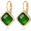 image:imageAustrian Crystal Halo Square Dangle Drop Earrings for Women  14K gold plated brasssecure leverbacksimple square designgift boxEmerald Green