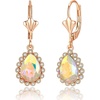 image:imageAustrian Crystal Halo Teardrop Dangle Earrings for Women  14K gold plated brasssecure leverbacksmall teardrop crystalgift boxAurora Borealis