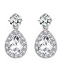 image:imageAustrian Crystal Halo Teardrop Dangle Stud Earrings for Women  teardrop austrian crystal14K white gold plated brassgift boxsparkle CZwedding prom earringsClear White