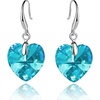 image:imageAustrian Crystal Heart Dangle Hook Earrings for Women  14K white gold plated brassgift boxValentines Day giftAquamarine