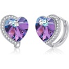 image:imageAustrian Crystal Heart Halo Drop Leverback Earrings for Women 14K White Gold Plated Hypoallergenic Huggie Earring Jewelry GiftVitrail Light
