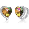 image:imageAustrian Crystal Heart Halo Drop Leverback Earrings for Women 14K White Gold Plated Hypoallergenic Huggie Earring Jewelry GiftVitrail Medium