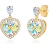 image:imageAustrian Crystal Heart Stud Dangle Earrings for Women  14K gold plated brassbutterfly claspShiny heart crystalhalo earringsgift boxAurora Borealis