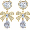 image:imageAustrian Crystal Heart Teardrop Bowknot Drop Dangle Stud Earrings for Women 14K White Gold Plated Hypoallergenic Jewelry Gifts for WomenWhite Clear GoldTone
