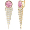 image:imageAustrian Crystal Long Tassel Dangling Drop Earrings for Women Round Leverback Earrings 14K Gold Plated Hypoallergenic Jewelry GiftPink