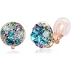 image:imageAustrian Crystal Multicolored Cilp On Earrings for Women  14K gold plated brasscolorful crystalnonpiercedsoft silicone padsgift boxBlue Green CrystalsRose Goldtone