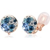 image:imageAustrian Crystal Multicolored Cilp On Earrings for Women  14K gold plated brasscolorful crystalnonpiercedsoft silicone padsgift boxBlue Main CrystalRose Goldtone