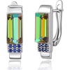 image:imageAustrian Crystal Rectangle Drop Leverback Earrings for Women  14K gold plated brassRectangle crystalsecure leverbackgift boxVitrail Medium Silvertone