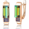 image:imageAustrian Crystal Rectangle Drop Leverback Earrings for Women  14K gold plated brassRectangle crystalsecure leverbackgift boxVitrail MediumGoldtone
