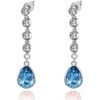image:imageAustrian Crystal Teardrop Dangling Earrings for Women 14K Gold Plated Hypoallergenic Long Drop Tassel EarringAquamarine