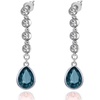 image:imageAustrian Crystal Teardrop Dangling Earrings for Women 14K Gold Plated Hypoallergenic Long Drop Tassel EarringDark Blue