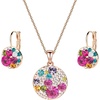 image:imageAustrian Crystals Round Disc Pendant Necklace Earrings Set for Women 14K Gold Plated Jewelry Sets