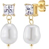 image:imageBaroque Pearl Drop Dangle Earrings for Women Cubic Crystal 14K Gold Plated Hypoallergenic Statement Jewelry GiftGold