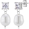 image:imageBaroque Pearl Drop Dangle Earrings for Women Cubic Crystal 14K Gold Plated Hypoallergenic Statement Jewelry GiftSilver