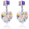 image:imageCube Austrian Crystal Heart Drop Dangle Earrings for Women Sterling Silver Stud Earrings HypoallergenicAurora Borealis