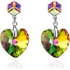 image:imageCube Austrian Crystal Heart Drop Dangle Earrings for Women Sterling Silver Stud Earrings HypoallergenicRainbow