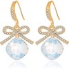image:imageCushion Cut Austrian Crystal Bow Dangle Drop Earrings for Women  14K gold plated brasscushion cut crystalcute bow designhook earringsgift boxAir Blue Opal