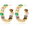image:imageDazzling Multicolor Austrian Crystal 14K Gold Plated Hoop Earrings for Women Fashion Hypoallergenic Jewelry GiftMulticolored Goldtone