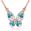 image:imageEVEVIC Austrian Crystal Colorful Butterfly Pendant Necklace for Women  162 adjustable chain14K gold plated brassmulticolored austrian crystallobster claspgift boxdelicate butterfly designBlue Main CrystalRose Goldtone