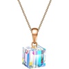 image:imageEVEVIC Austrian Crystal Cube Pendant Necklaces for Women 14K Gold Plated Hypoallergenic Dainty JewelryAurora Borealis