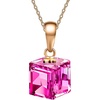 image:imageEVEVIC Austrian Crystal Cube Pendant Necklaces for Women 14K Gold Plated Hypoallergenic Dainty JewelryFuchsia