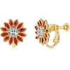 image:imageEVEVIC Austrian Crystal Flower Clip on Earrings for Women Trendy14K Gold Plated Hypoallergenic Non Pierced Sunflower Earrings Jewelry GiftRed