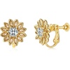 image:imageEVEVIC Austrian Crystal Flower Clip on Earrings for Women Trendy14K Gold Plated Hypoallergenic Non Pierced Sunflower Earrings Jewelry GiftYellow