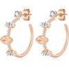 image:imageEVEVIC Austrian Crystal Half Hoop Earrings for Women14K Rose Gold Plated  Austrian crystal sculpted halfhoop silhouette 14K rose gold plated brass sparkling CZ accents pushback postsPink Opal Main Crystal