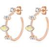 image:imageEVEVIC Austrian Crystal Half Hoop Earrings for Women14K Rose Gold Plated  Austrian crystal sculpted halfhoop silhouette 14K rose gold plated brass sparkling CZ accents pushback postsYellow Gold Main Crystal