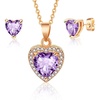 image:imageEVEVIC Austrian Crystal Halo Heart Pendant Necklace Earrings for Women 14K Gold Plated Hypoallergenic Jewelry SetTanzanite