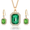 image:imageEVEVIC Austrian Crystal Halo Octagon Pendant Necklaces Earrings Set for Women 14K Gold Plated Fashion Dainty Hypoallergenic Jewelry Sets Fern Green