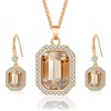 image:imageEVEVIC Austrian Crystal Halo Octagon Pendant Necklaces Earrings Set for Women 14K Gold Plated Fashion Dainty Hypoallergenic Jewelry Sets Light Topaz