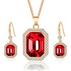 image:imageEVEVIC Austrian Crystal Halo Octagon Pendant Necklaces Earrings Set for Women 14K Gold Plated Fashion Dainty Hypoallergenic Jewelry Sets Red
