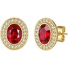 image:imageEVEVIC Austrian Crystal Halo Oval Stud Earrings for Women Trendy14k Gold Plated Hypoallergenic Earring Jewelry GiftRed